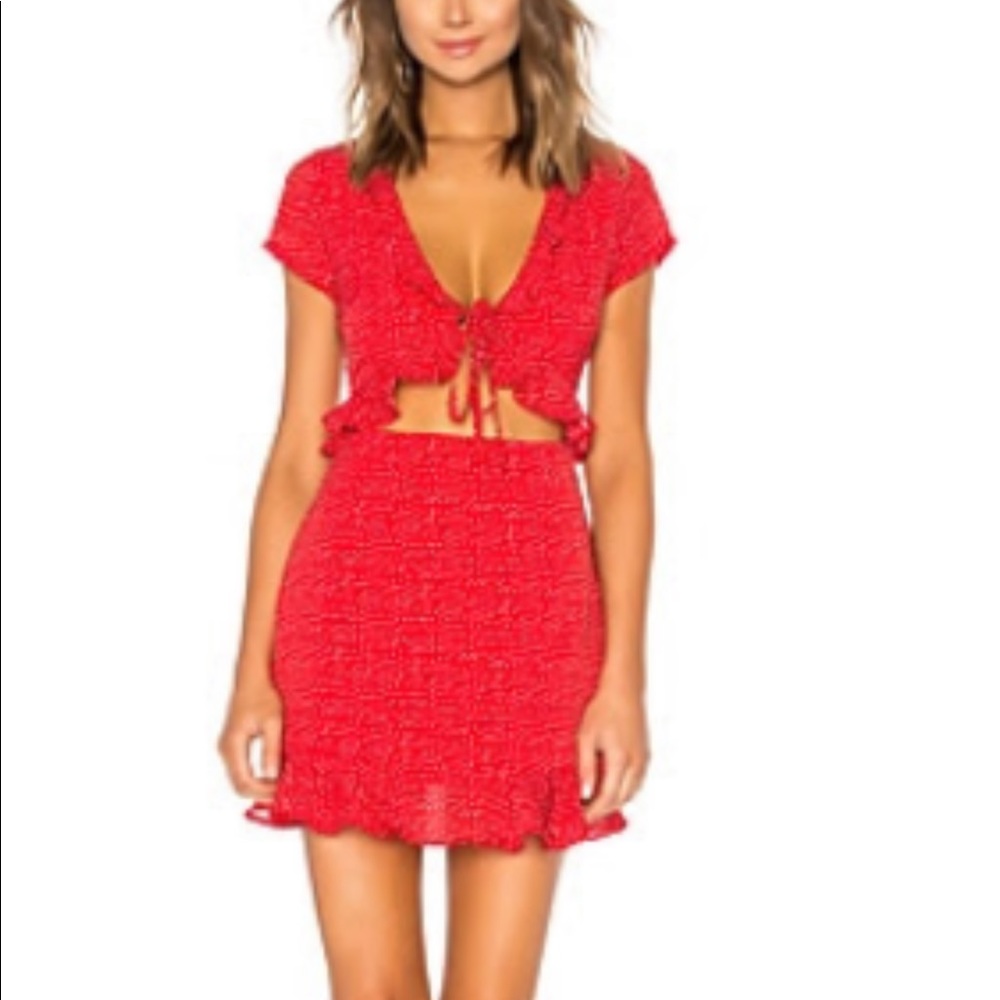 Red polka dot dress